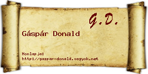 Gáspár Donald névjegykártya